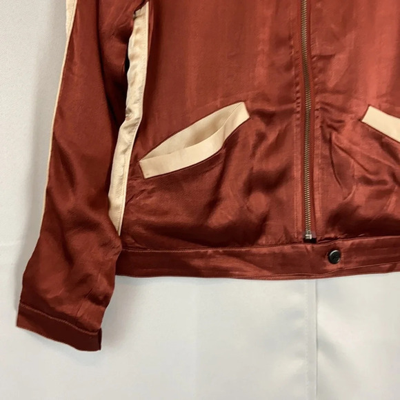 Anthropologie Capulet Souriez Brown Satin Bomber Jacket Size Small NWT - Picture 3 of 10